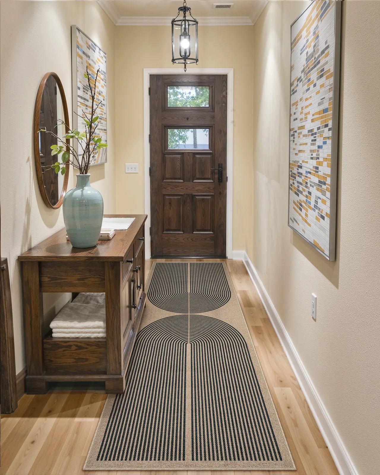 Enfys Washable Modern Rainbow Easy Jute Khaki Indoor/Outdoor Rug Clearance Rugs Lahome