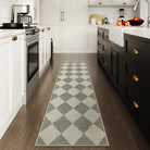 Varell Washable Modern Geometric Checkered Green Rug Rugs Lahome 2.5' x 8'