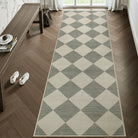 Varell Washable Modern Geometric Checkered Green Rug Rugs Lahome