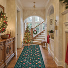 Ondule Christmas Washable Wreath Tree Plaid Ivory Green Rug Area Rugs Lahome