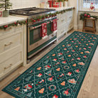 Ondule Christmas Washable Wreath Tree Plaid Ivory Green Rug Area Rugs Lahome 2.5' x 8'