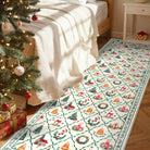 Ondule Christmas Washable Wreath Tree Plaid Ivory Beige Rug Area Rugs Lahome