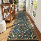 Marcel Washable Vintage Floral Bird Navy Blue Rug Area Rugs Lahome 2.5' x 10'