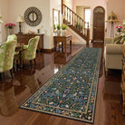 Marcel Washable Vintage Floral Bird Navy Blue Rug Area Rugs Lahome