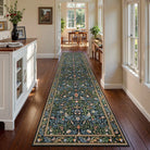 Marcel Washable Vintage Floral Bird Navy Blue Rug Area Rugs Lahome