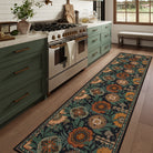 Amelie Washable Vintage Sunflower Floral Black Runner Rug Area Rugs Lahome 2'6" x 10'