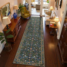Marcel Washable Vintage Floral Bird Navy Blue Rug Area Rugs Lahome