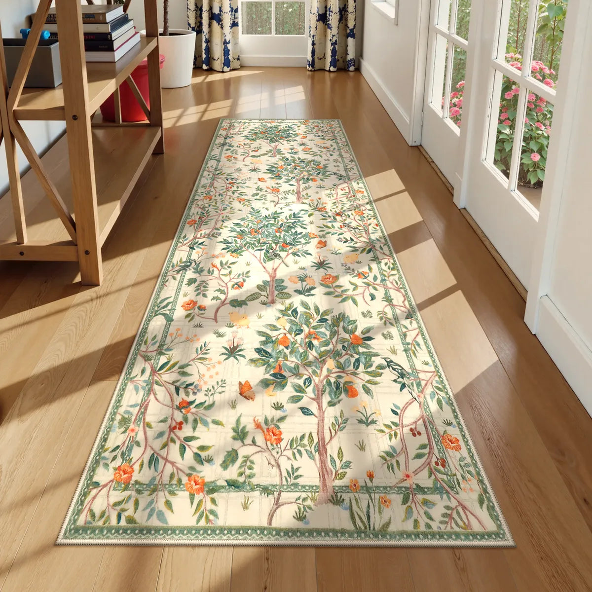 Elowen Washable Boho Forest Botanical Green Rug Rugs Lahome 2.5' x 8'