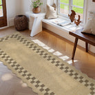 Linoe Washable Checkered Wavy Oatmeal Easy Jute Rug Rugs Lahome 2.5' x 8'