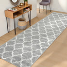 Meline Washable Classic Moroccan Trellis Light Grey Rug Area Rugs Lahome 2'6" x 8'