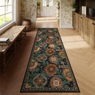 Amelie Washable Vintage Sunflower Floral Black Runner Rug Area Rugs Lahome 2'6" x 8'