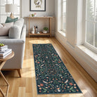 Chloe Washable Boho Insect Botanical Floral Black Runner Rug Area Rugs Lahome 2.6' x 8'