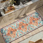 Reine Washable Bohemian Floral Medallion Orange Rug Clearance Rugs Lahome