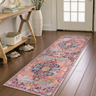 Reine Washable Bohemian Floral Medallion Red Rug Clearance Rugs Lahome