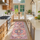 Reine Washable Bohemian Floral Medallion Red Rug Clearance Rugs Lahome 2'8" x 8'