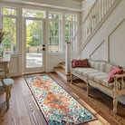 Reine Washable Bohemian Floral Medallion Orange Rug Clearance Rugs Lahome