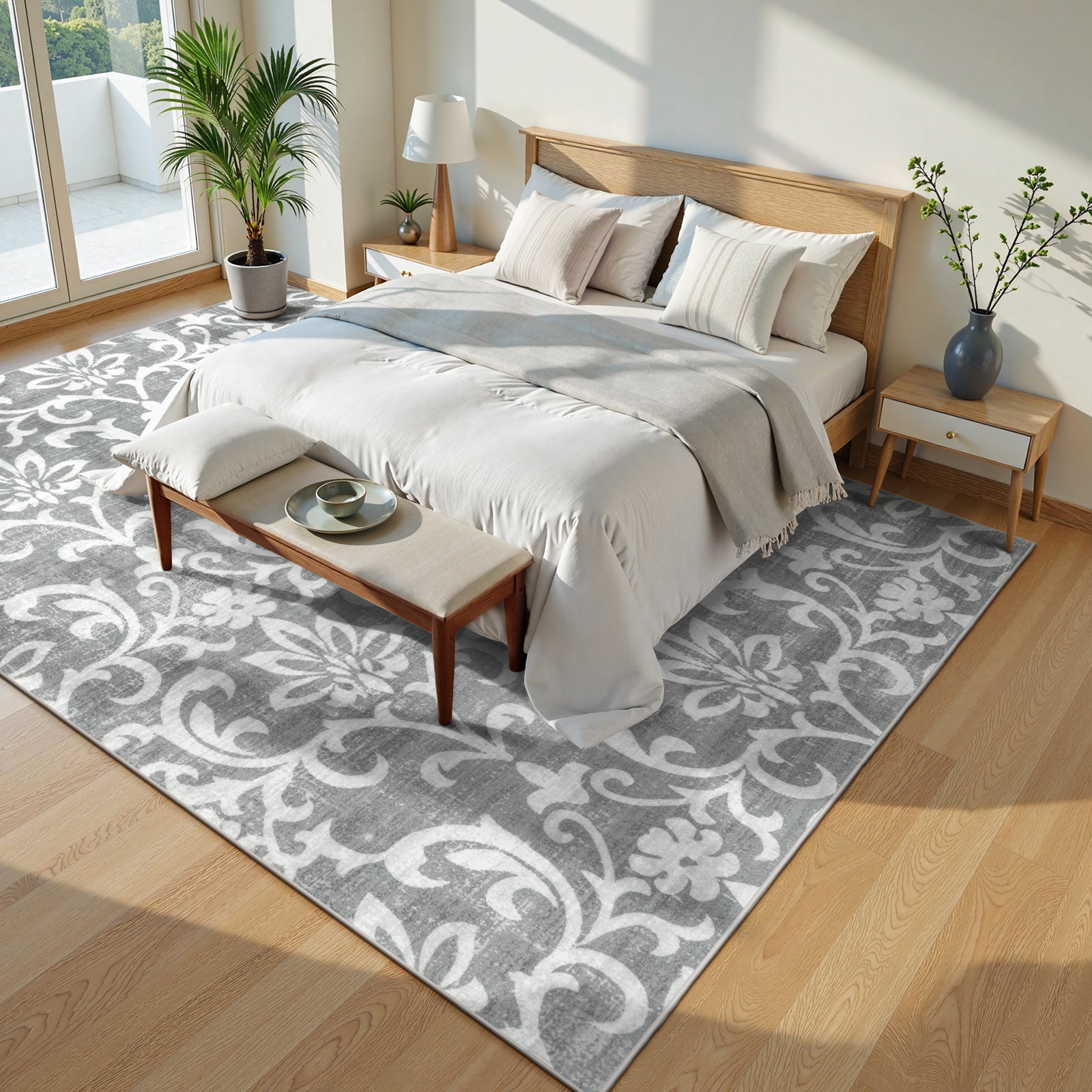 Lahome Decor Washable Rug for Bedroom, Vintage Area Rug for Dorm Room, Indoor Soft Distressed Floral Throw Rugs Non-Slip Backing for Entryway Farmhouse Kitchen Kids Playroom Walmart Walmart