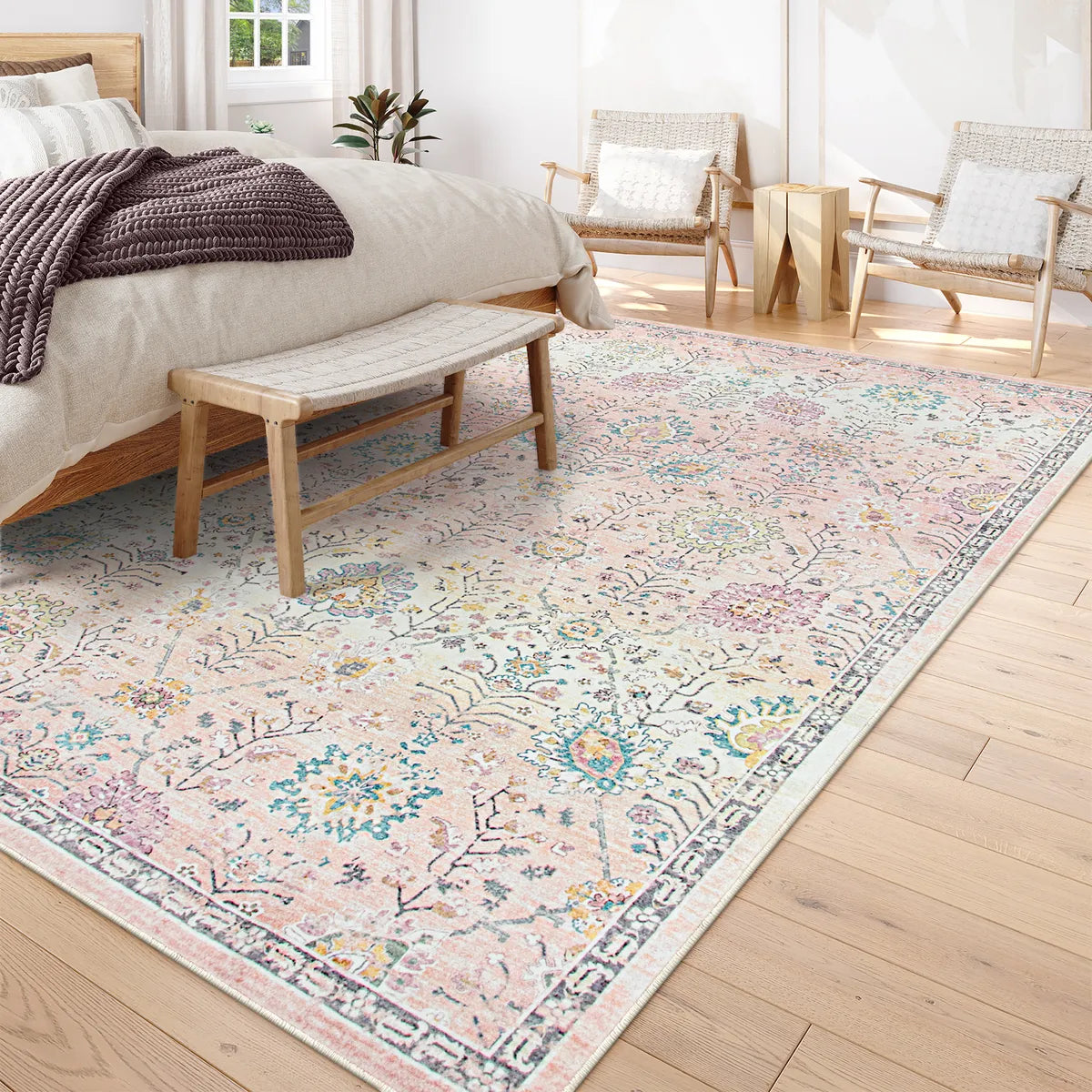 Lahome Boho Floral Aesthetic Rugs for bedroom