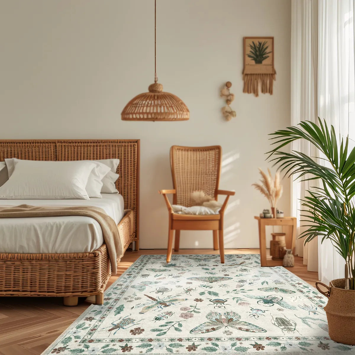 Vionnet Beige Modern Parisian Insect Area Rug - Lahome