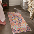 Reine Washable Bohemian Floral Medallion Fuchsia Rug Area Rugs Lahome 2' x 4'