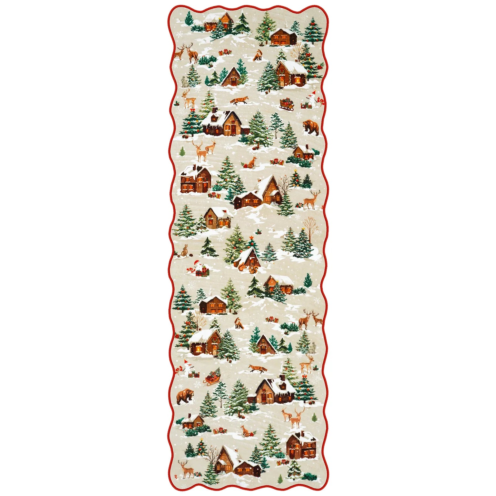 Gabriel Christmas Washable Cottage Lights Forest Animals Beige Rug Area Rugs Lahome