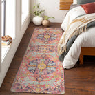 Reine Washable Bohemian Floral Medallion Fuchsia Rug Area Rugs Lahome 2' x 7'