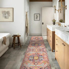 Reine Washable Bohemian Floral Medallion Fuchsia Rug Area Rugs Lahome 2'8" x 10'