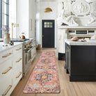 Reine Washable Bohemian Floral Medallion Fuchsia Rug Area Rugs Lahome