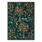 Elowen Washable Boho Forest Botanical Dark Green Rug Rugs Lahome