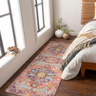 Reine Washable Bohemian Floral Medallion Fuchsia Rug Area Rugs Lahome 2'8" x 8'
