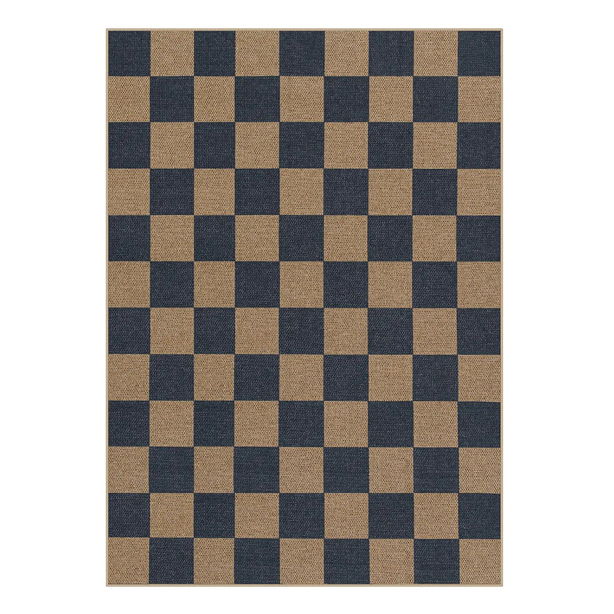 Colette Washable Checkered Easy Jute Blue Indoor/Outdoor Rug Easy Jute Area Rug Lahome