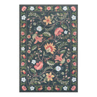 Fleurie Washable Boho Floral Charcoal Indoor/Outdoor Area Rug Area Rugs Lahome
