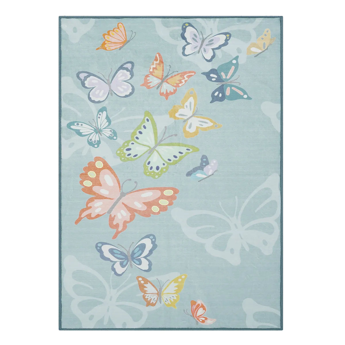 Emis Washable Butterfly Blue Kids Rug Kids Rugs Lahome