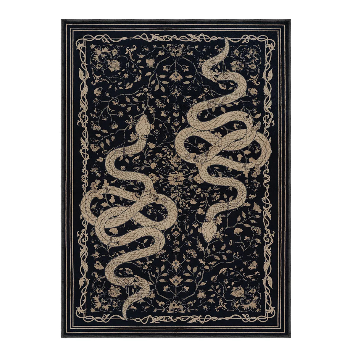 Serpente Washable Mystical Snake Black Rug