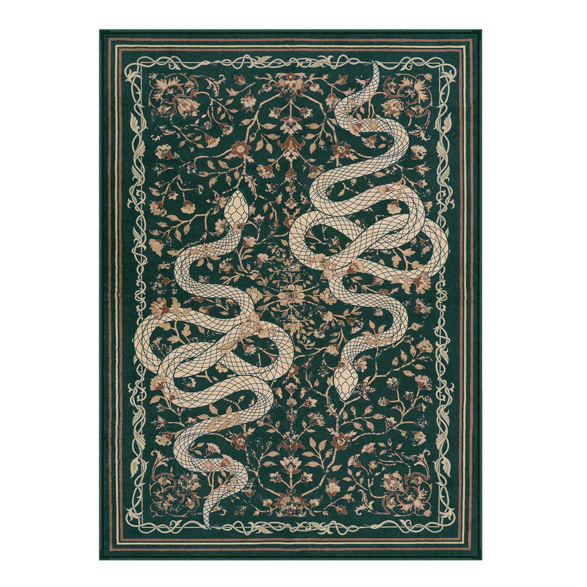 Washable Green Mystical Snake Rug | Serpente Gothic Style - Lahome
