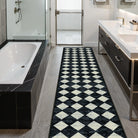 Zelie Washable Modern Geometric Diamond Checkered Black Rug Clearance Rugs Lahome 2' x 12'