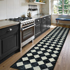 Zelie Washable Modern Geometric Diamond Checkered Black Rug Clearance Rugs Lahome