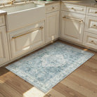 Alene Washable Vintage Medallion Floral Blue Rug Area Rugs Lahome