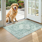 Alene Washable Vintage Medallion Floral Green Rug Area Rugs Lahome