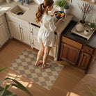 Coline Washable Geometric Checkered Easy Jute Khaki Indoor/Outdoor Rug Easy Jute Area Rug Lahome