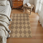 Coline Washable Geometric Checkered Easy Jute Khaki Indoor/Outdoor Rug Easy Jute Area Rug Lahome