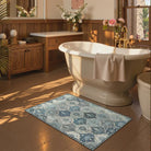Elise Washable Ultra-thin Transitional Vintage Floral Moroccan Trellis Blue Rug Area Rugs Lahome