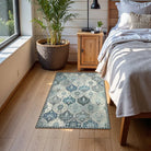 Elise Washable Ultra-thin Transitional Vintage Floral Moroccan Trellis Blue Rug Area Rugs Lahome