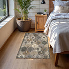 Elise Washable Ultra-thin Transitional Vintage Floral Moroccan Trellis Grey Rug Area Rugs Lahome