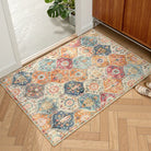 Elise Washable Ultra-thin Transitional Vintage Floral Moroccan Trellis Red & Orange Rug Area Rugs Lahome 2' x 3'