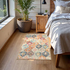 Elise Washable Ultra-thin Transitional Vintage Floral Moroccan Trellis Red & Orange Rug Area Rugs Lahome
