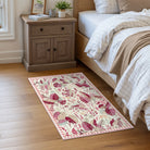 Herbier Washable Botanical Leaf Pink Rug Rugs Lahome
