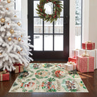 Laure Christmas Washable Garland Santa Sleigh Beige Rug Runner Rugs Lahome