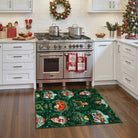 Laure Christmas Washable Garland Santa Sleigh Green Rug Runner Rugs Lahome