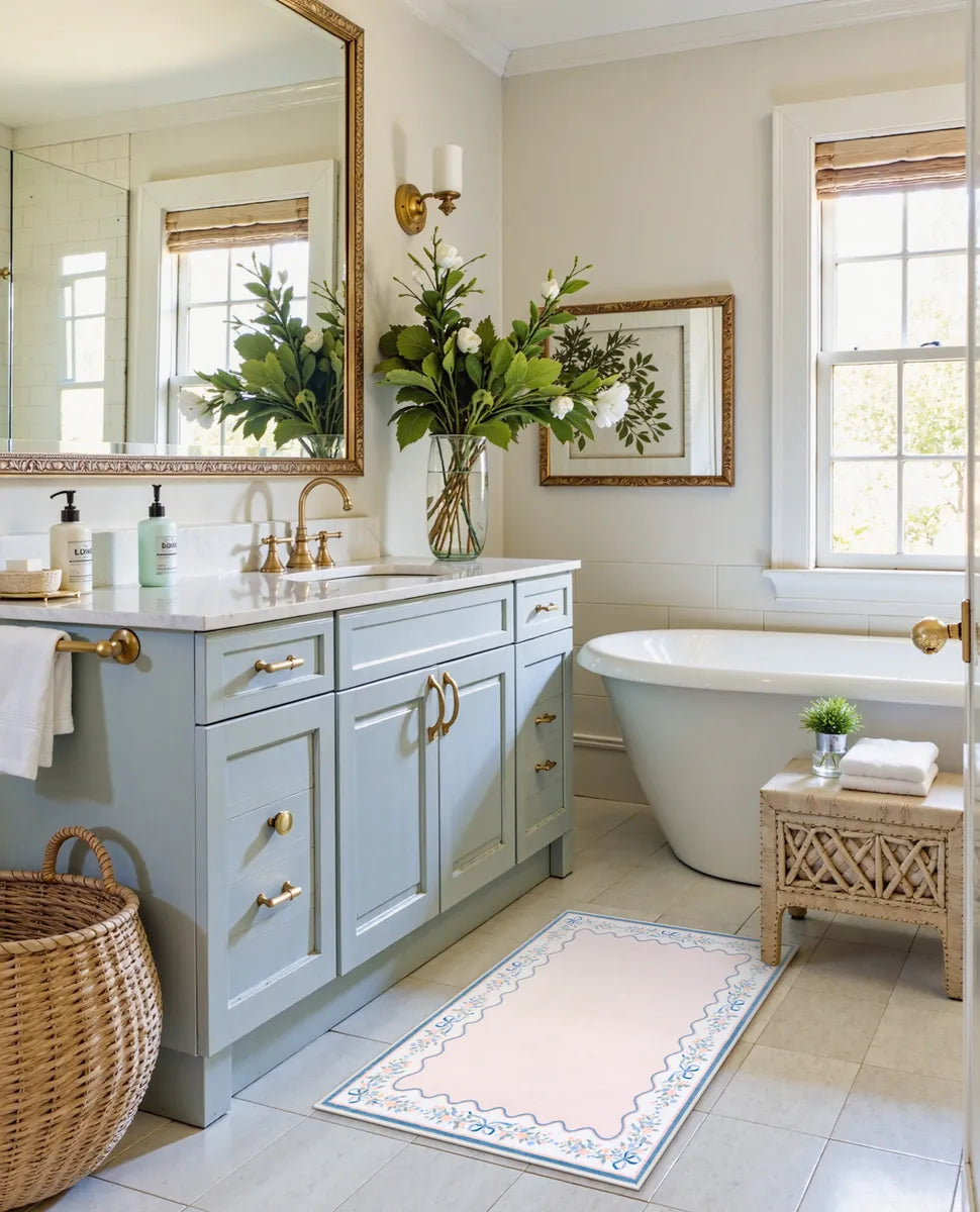 Maelis Washable Vintage Ribbon Pink Rug Rugs Lahome